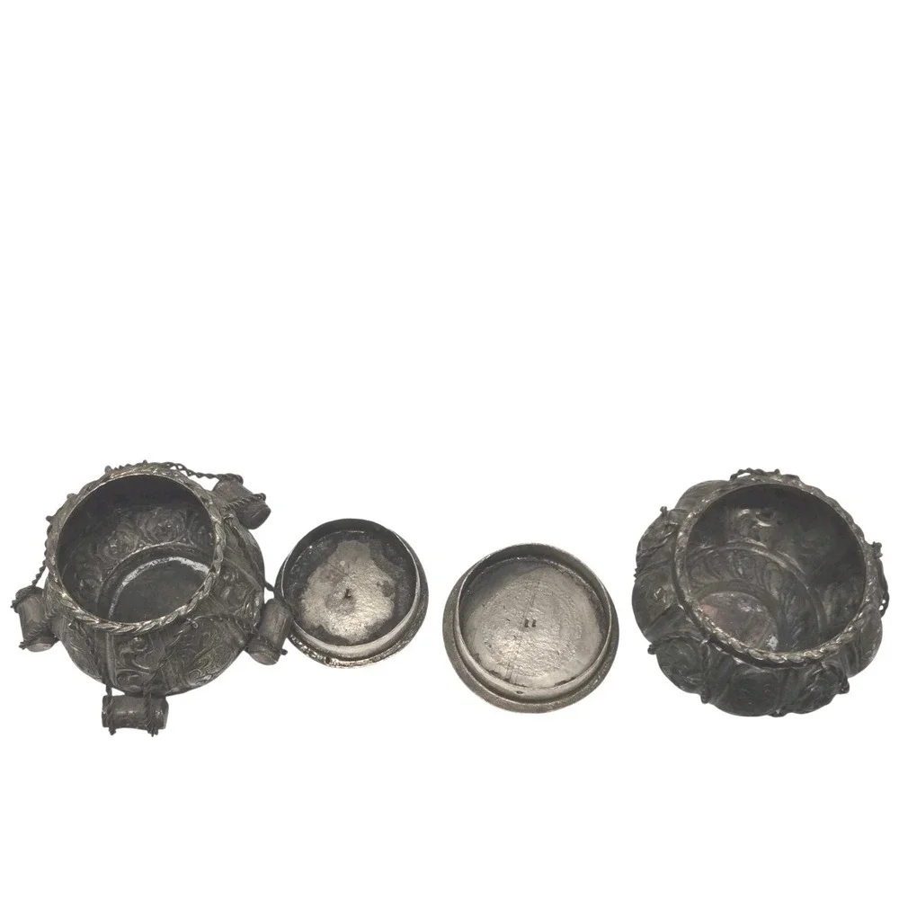 Sterling Silver Persian Middle‎ Eastern Besamim Havdalah Spice Boxes SET OF 2